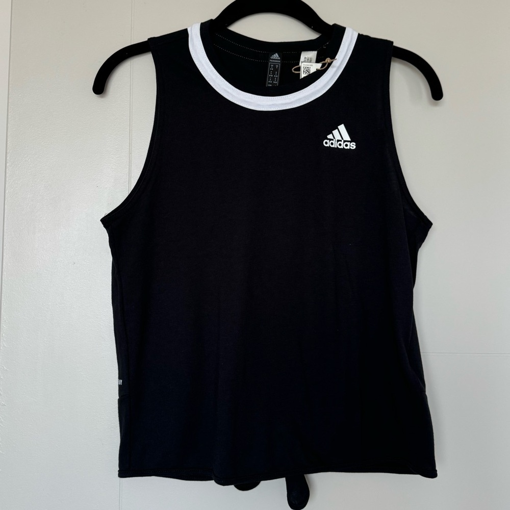 Adidas Women's Black and White Club Knot Tank Top